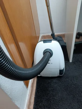 Aspiradora blanca y gris