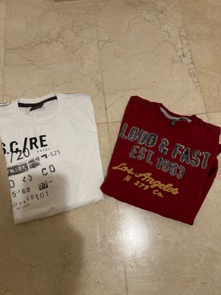 2 Camisetas Talla L (12-14) - Roja y Blanca