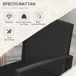 Conjunto Muebles Jardín Ratán Sintético Negro