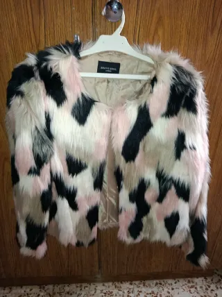 Chaqueta peluda multicolor