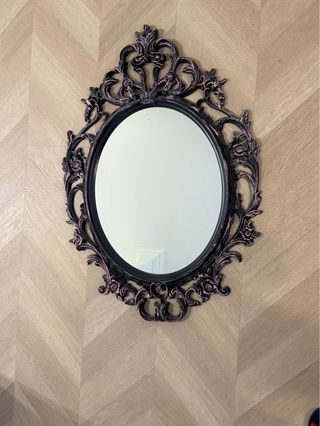 Espejo Ovalado Negro y Rosa