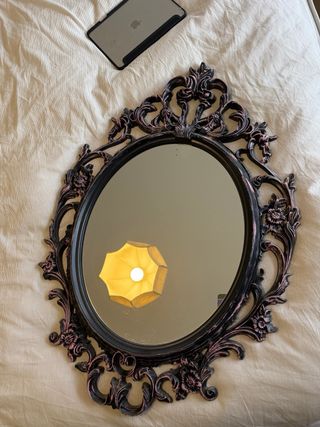 Espejo Ovalado Negro y Rosa