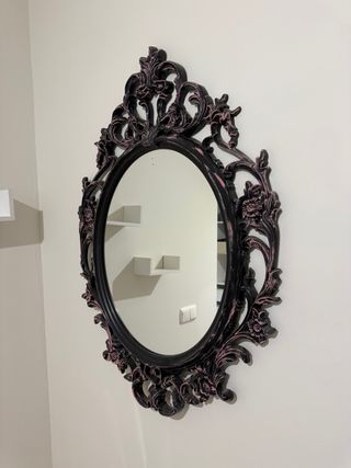 Espejo Ovalado Negro y Rosa