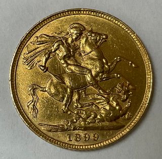 ºoO Soberano Oro 22k Reina Victoria Velada 1899
