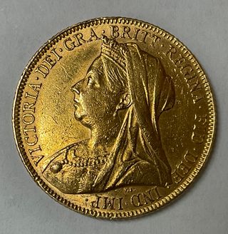 ºoO Soberano Oro 22k Reina Victoria Velada 1899