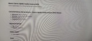 Mavic Cierre Rápido Rueda Trasera