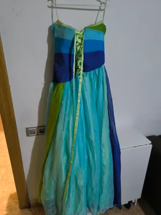 Vestido largo degradado azul y verde
