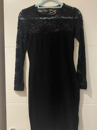 Vestido H&M Negro Encaje Manga Larga