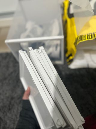 Caja de zapatos transparente plateada