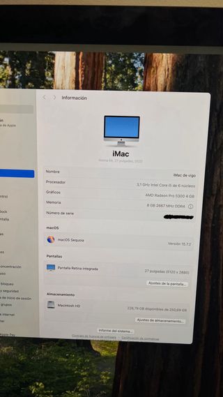 iMac Retina 5K 27 i5 3.1GHz 6 núcleos 8GB DDR4