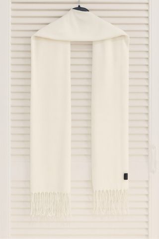 Pañuelo Bufanda blanca básica con flecos H&M nueva