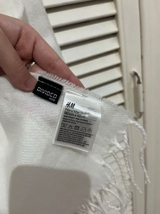 Pañuelo Bufanda blanca básica con flecos H&M nueva