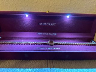 Bracciale Danecraft Donna Oro Placcato con Pietra Rossa