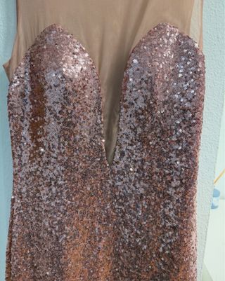 Vestido de fiesta lentejuelas oro rosa