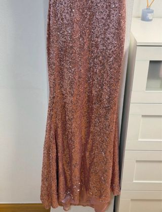 Vestido de fiesta lentejuelas oro rosa