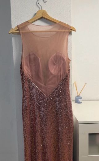 Vestido de fiesta lentejuelas oro rosa