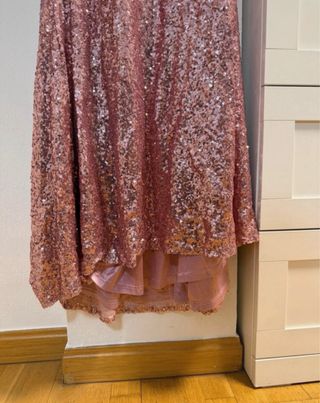 Vestido de fiesta lentejuelas oro rosa