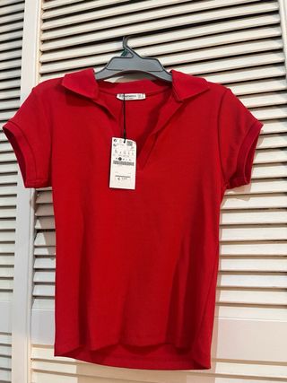 Top Polo Rojo Stradivarius Talla S Nuevo