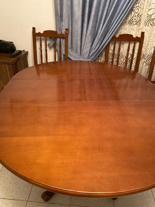 Mesa redonda extensible madera nogal