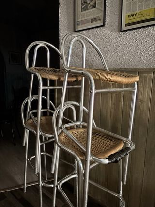 Sedie da bar in metallo e vimini