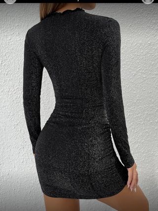 Vestido fiesta brillo negro talla S