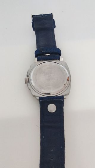 Reloj Calgary de tela azul con detalles plateados