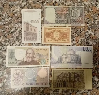 Lotto 7 Banconote Italiane Lira