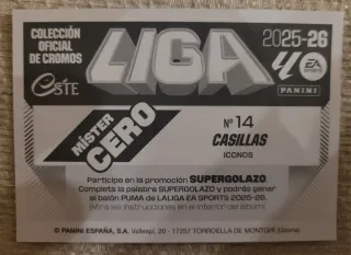 Cromo Mister Cero Iker Casillas Iconos Panini