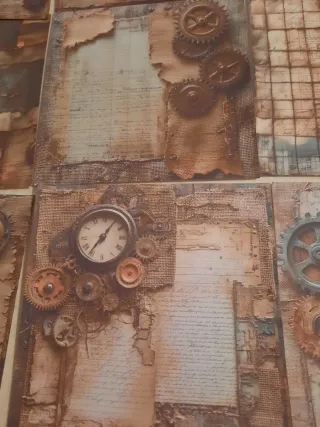 12 papéis 15x15cm Steampunk