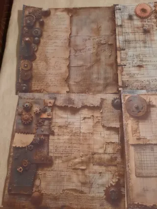 12 papéis 15x15cm Steampunk