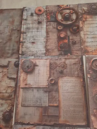 12 papéis 15x15cm Steampunk