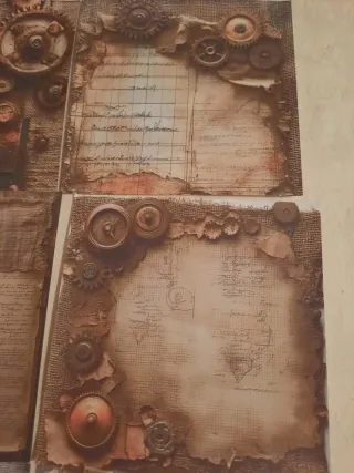 12 papéis 15x15cm Steampunk