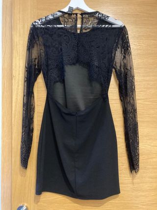 Mini vestido negro fiesta encaje S