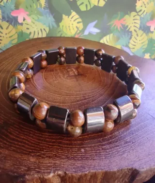 Pulsera piedra Hematita y Ojo de Tigre