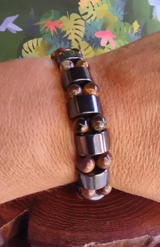 Pulsera piedra Hematita y Ojo de Tigre