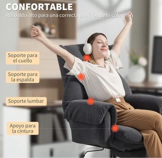 Silla de oficina gris con reposapiés