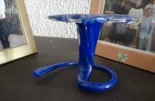 Fiori in vetro portacandela blu