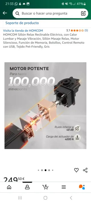 Poltrona Relax Elettrica HOMCOM Massaggio Grigia