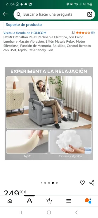 Poltrona Relax Elettrica HOMCOM Massaggio Grigia