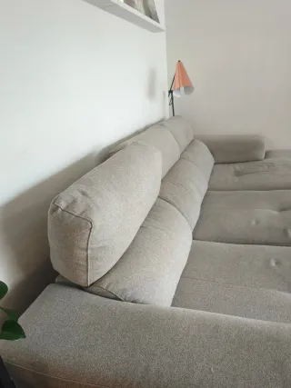 Sofá Chaiselongue Beige/Gris