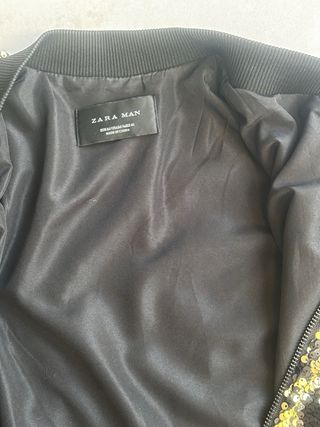 Chaqueta Bomber Zara Negra/Dorada Lentejuelas