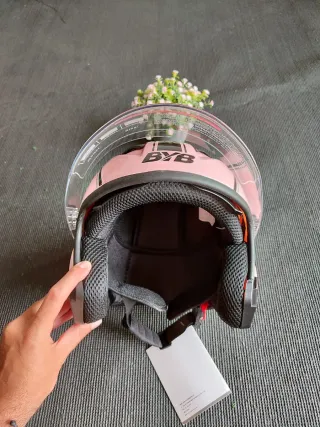 Casco Moto Jet Talla L Rosa Unisex