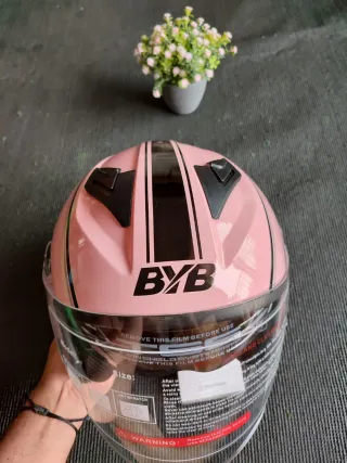 Casco Moto Jet Talla L Rosa Unisex