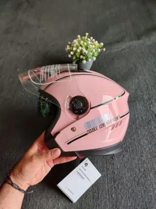 Casco Moto Jet Talla L Rosa Unisex