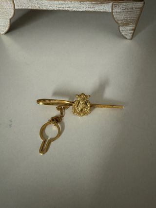 Pisacorbatas plata de ley con baño oro con cadena