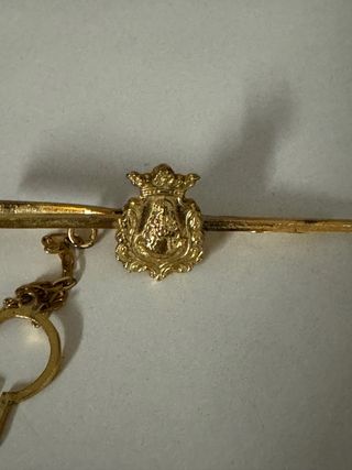 Pisacorbatas plata de ley con baño oro con cadena