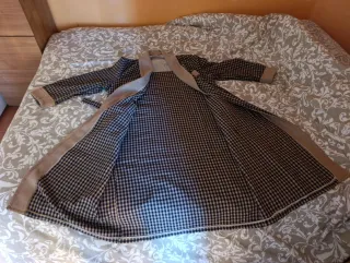 Bata hombre cuadros beige y azul de algodón 100x10