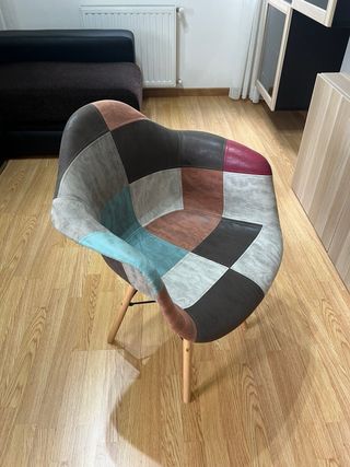 Mesa cristal y 6 sillas patchwork