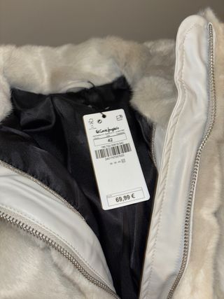 Cazadora pelo beige/gris