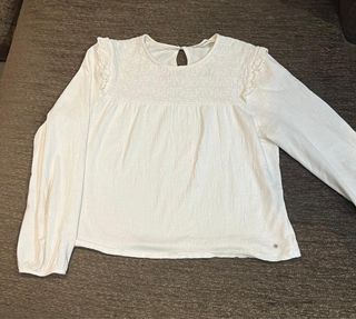 Blusa blanca Brownie manga larga